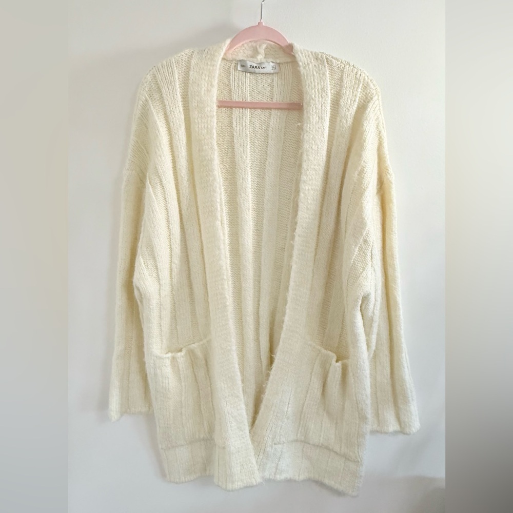 Zara Cream Open-Front Cardigan - Picture 2 of 7